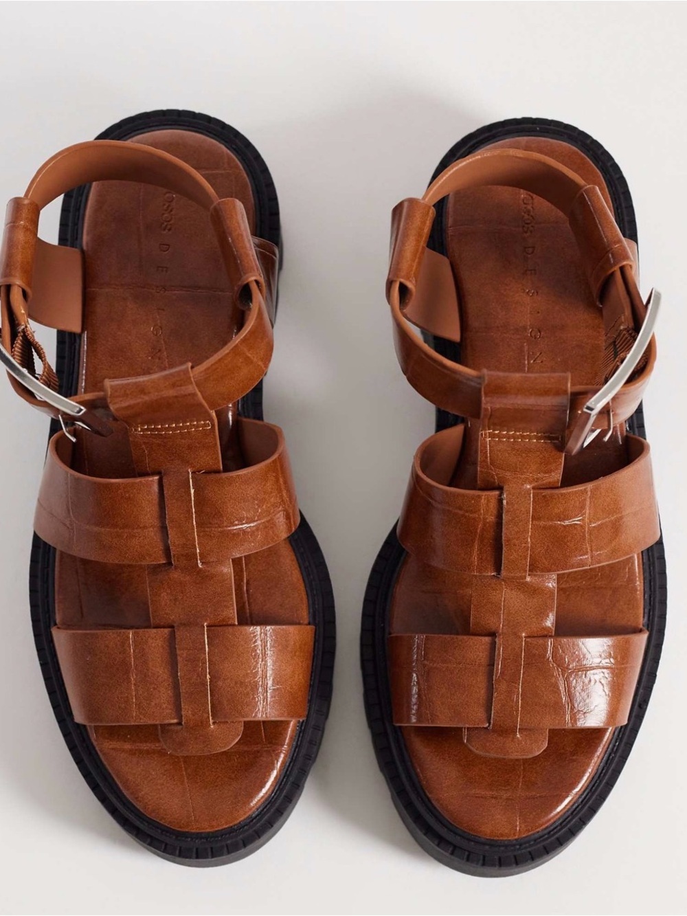 ASOS Tan Braided Leather Fisherman Sandals